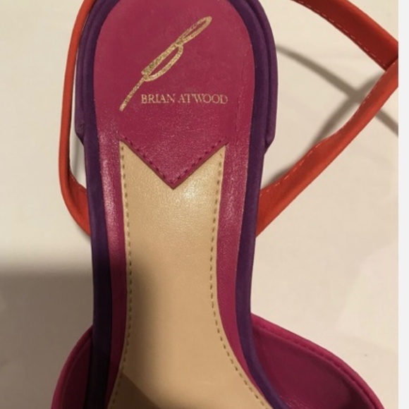 New- Brian Atwood Astor Retro Colorblock Lace Up Sandals Pink Suede Heels Size 6 - Picture 4 of 9